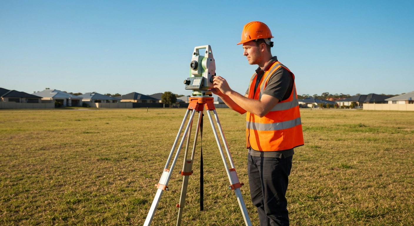 Professional land surveyor on Adelaide property